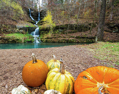 Abstract Square Patterns - Autumn Pumpkins at Thunder Waterfall by Spirit Vision Photography