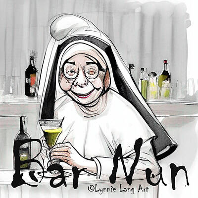 Martini Digital Art - Bar Nun Martini Monday by Lynnie Lang