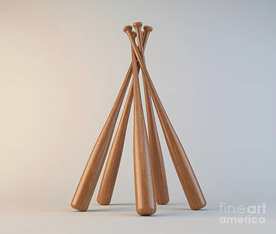 Baseball Digital Art - Baseball Bat Standing Stack by Allan Swart