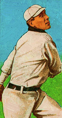 Sports Paintings - Baseball Game Cards of Sweet Caporal Willie Keeler With Ba Oil Painting by Celestial Images