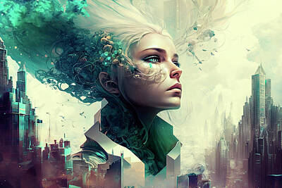 Science Fiction Royalty Free Images - Beautiful Generative AI illustration combining futuristic sci-fi Royalty-Free Image by Matthew Gibson