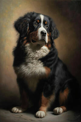 Fairy Watercolors Royalty Free Images - Bernese Mountain Dog Royalty-Free Image by Mindscape Arts