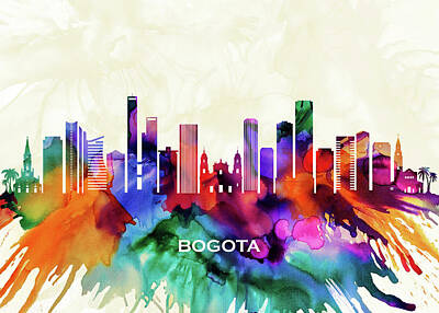 City Scenes Mixed Media - Bogota Skyline by NextWay Art