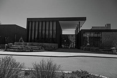 Vintage Chevrolet - Buchanan Center for the Performing Arts at the University of Wyoming in black and white by Eldon McGraw