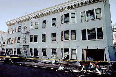 Beach Days - Building Collapse, Loma Prieta Earthquake 1989, Marina District  by Wernher Krutein