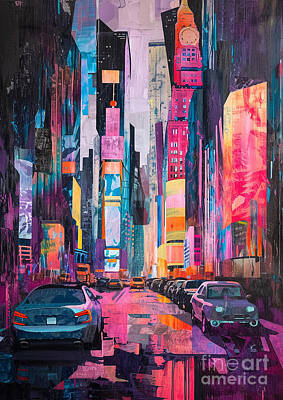 Cities Digital Art - Car for man Chrysler 200 in a futuristic cityscape - Gift for husband by Destiney Sullivan
