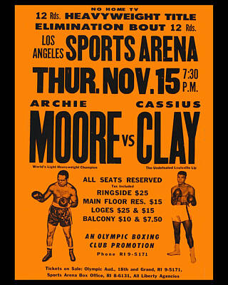 Fight Club Royalty-Free and Rights-Managed Images - Cassius Clay v Archie Moore by MotionAge Designs