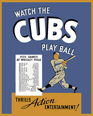 Fight Club Royalty-Free and Rights-Managed Images - Chicago Cubs 1935 Season Schedule by MotionAge Designs