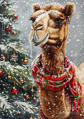 Mammals Royalty-Free and Rights-Managed Images - Christmas Camel Xmas animal holiday Merry Christmas by Clint McLaughlin