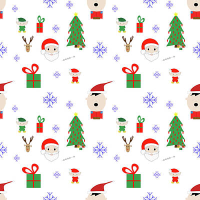 War Nursing Posters - Christmas seamless pattern by Karen Foley