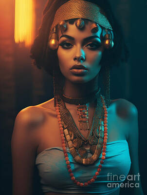 Surrealism Royalty-Free and Rights-Managed Images - Cleopatra  Surreal  Cinematic  Minimalistic  Shot  by Asar Studios by Celestial Images