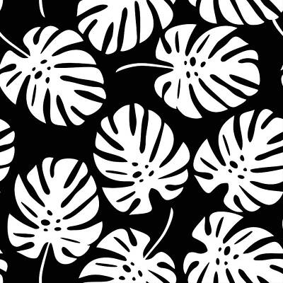Abstract Drawings - Colored monstera leaves seamless pattern by Julien