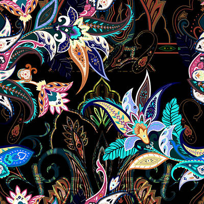 Irish Leprechauns - Colorful paisley seamless pattern by Julien