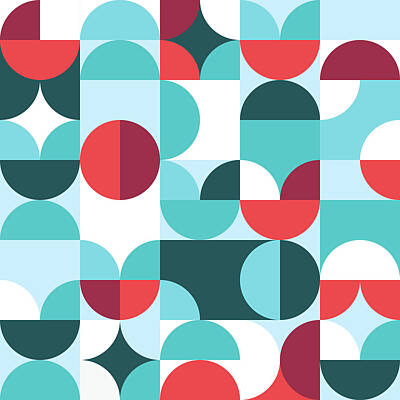 Curated Beach Towels - Colorful shape geometric in scandinavian style seamless pattern by Julien