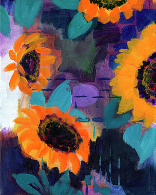Sunflowers Painting Rights Managed Images - Colors of Autumn Royalty-Free Image by Jennifer Lommers