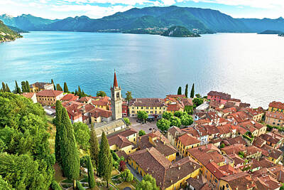 Jolly Old Saint Nick - Como Lake and town of Varenna aerial view by Brch Photography