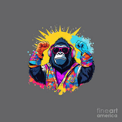 Animals Royalty Free Images - Cool gorilla Royalty-Free Image by Indian Summer