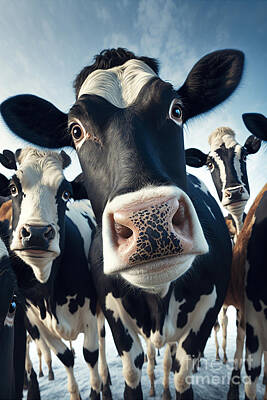 Mammals Digital Art - Cow selfie by Sabantha
