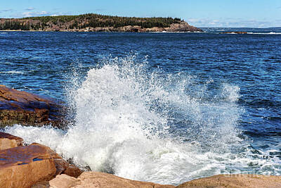 Caravaggio - Crashing Waves at Monument Cove, Acadia National Park by Anita Pollak