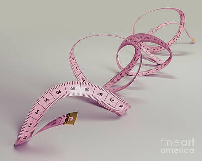 Surrealism Digital Art Rights Managed Images - Curled Up Measuring Tape Royalty-Free Image by Allan Swart