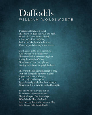 Digital Art - Daffodils - William Wordsworth Poem - Literature - Typography Print 1 by Studio Grafiikka