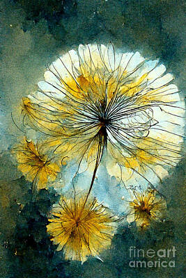 Abstract Flowers Digital Art Royalty Free Images - Dandelion abstract Royalty-Free Image by Sabantha