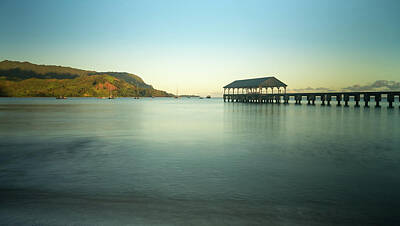 Vintage Pharmacy - Dawn and sunrise at Hanalei Bay and Pier on Kauai Hawaii by Steven Heap