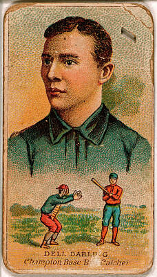 Baseball Digital Art - Dell Darling, Chicago White Stockings, baseball card portrait 1888 by W.S. Kimball, by Celestial Images