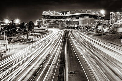 Football Photos - Denver Colorado Stadium at Mile High in Sepia Monochrome by Gregory Ballos