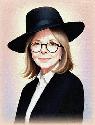 Movies Star Paintings Rights Managed Images - Diane Keaton, Actress Royalty-Free Image by Sarah Kirk