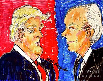 Recently Sold - Politicians Mixed Media - Donald Trump vs Joe Biden 2020 by Geraldine Myszenski