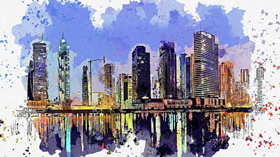 Abstract Skyline Paintings - .Dubai, United Arab Emirates, UAE - No 0684 by Celestial Images