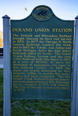 Christmas Ornaments - Durand Michigan Union Station Historical Marker by Eldon McGraw