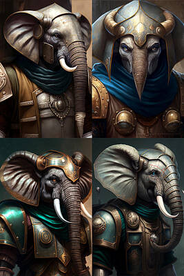 Animals Paintings - elephant  humanoid  rogue  by Asar Studios by Celestial Images
