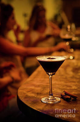 Martini Royalty-Free and Rights-Managed Images - Espresso Martini Cocktail Drink In Cozy Dark Bar Interior by JM Travel Photography