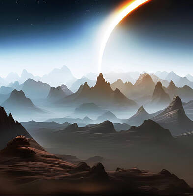 Science Fiction Mixed Media - Extraterrestrial landscape depiction by Debra Millet