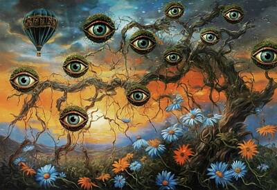 Surrealism Digital Art Royalty Free Images - Eye Like Gardens Royalty-Free Image by Ally White