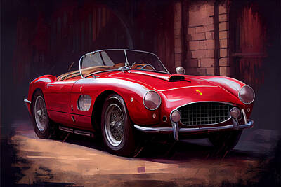 Sports Painting Royalty Free Images - Ferrari Sport  Spider by Asar Studios Royalty-Free Image by Celestial Images