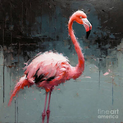 Birds Drawings - Flamingo by Clint McLaughlin