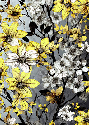 Floral Mixed Media - Flowers illustration art  by Justyna Jaszke JBJart