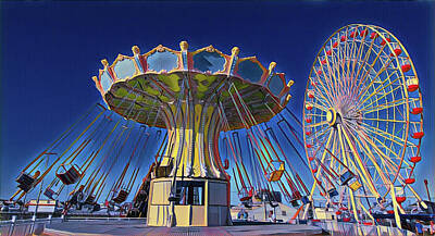Surrealism Royalty Free Images - Flying Chair Ride at Wonderland Royalty-Free Image by Surreal Jersey Shore