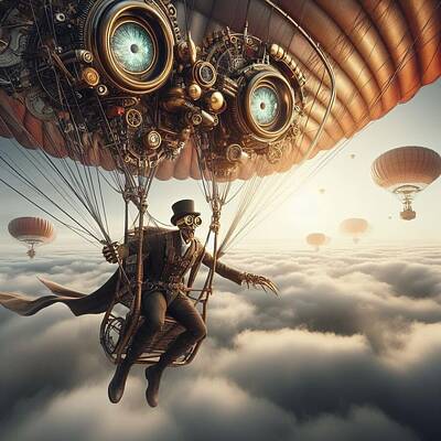 Steampunk Photos - Flying freely by Andy Klamar