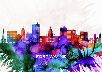 Blooming Daisies - Fort Wayne Skyline by NextWay Art