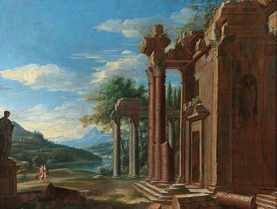 Guns Arms And Weapons - French School A capriccio landscape with classical ruins by Timeless Images Archive