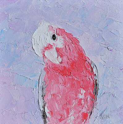 Birds Paintings - Galah Cockatoo impasto by Jan Matson