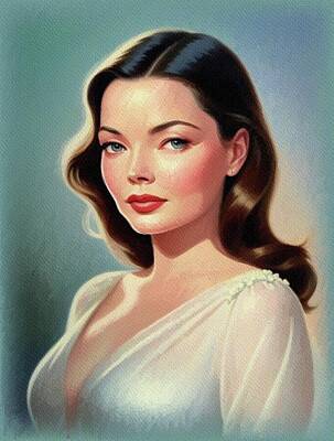 Celebrities Painting Royalty Free Images - Gene Tierney, Movie Star Royalty-Free Image by Sarah Kirk