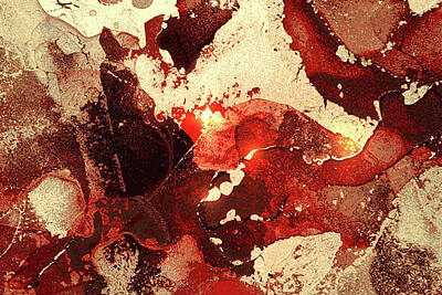 Abstract Drawings Rights Managed Images - Gold red and black shining abstract marble texture Royalty-Free Image by Julien