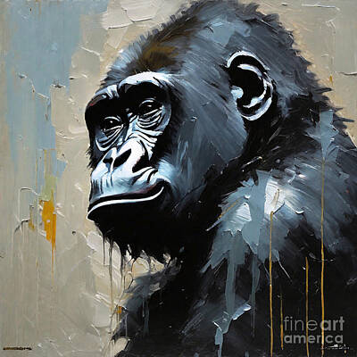 Animals Drawings - Gorilla by Clint McLaughlin