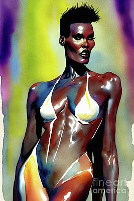Musicians Painting Royalty Free Images - Grace Jones, Music Star Royalty-Free Image by Esoterica Art Agency