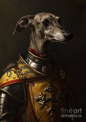 Surrealism Paintings - Illustrate a Whippet dog  by Adrien Efren